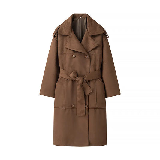 Zweireihiger Trenchcoat mit Samtaufschlägen - Alana