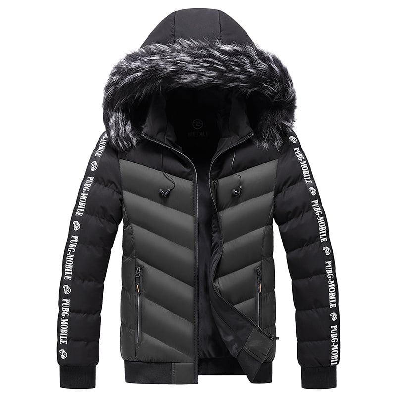 Herren Steppjacke mit Kunstfellkapuze - Elian