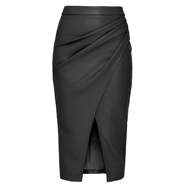 Robe midi en cuir avec drapé latéral - Reese