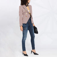 Vivi - Blazer pied-de-poule pour femme avec double boutonnage