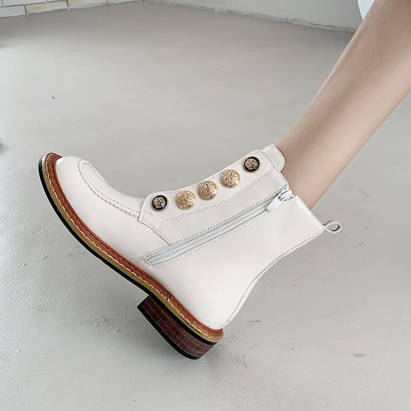 Stiefeletten mit goldener Knopfleiste - Enorie