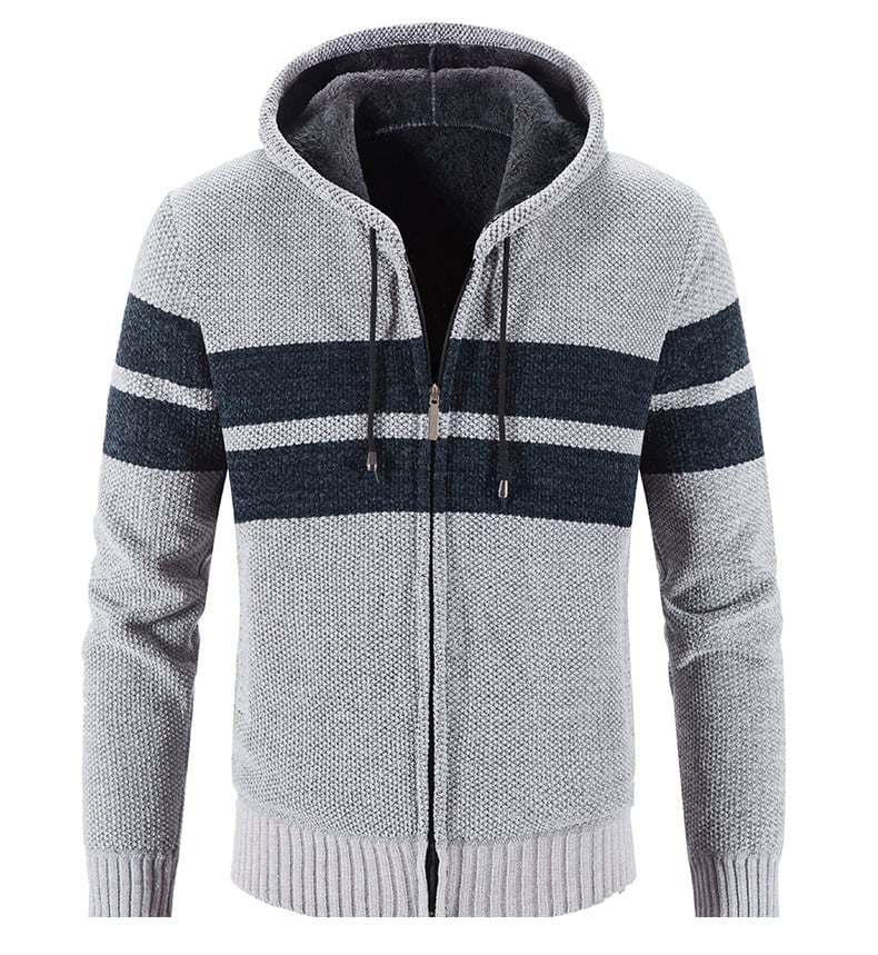 Herrenstrickjacke mit Kapuze und Thermofutter - Tobias