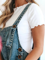 Damen Jeans-Latzhose Used-Look Oversize - Jenna
