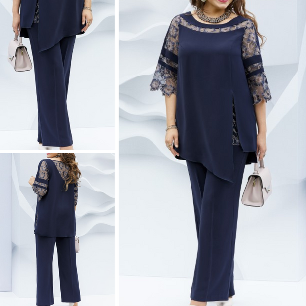 SERA - Tailleur 2 pièces pour femme : chemisier + pantalon