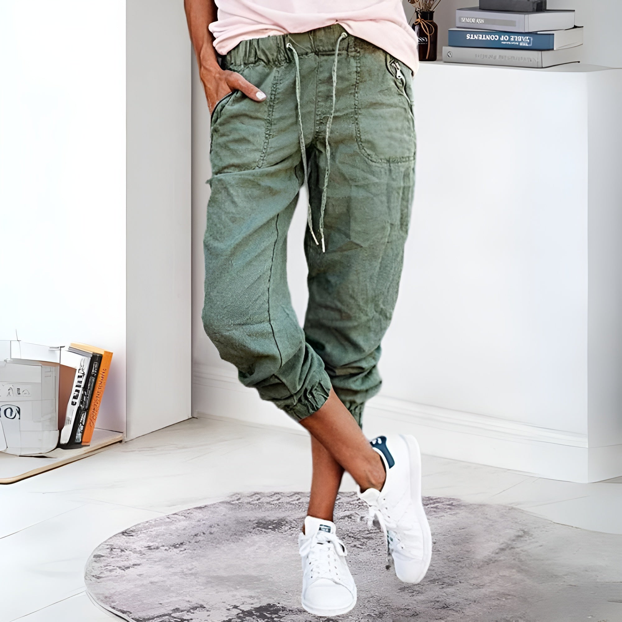 Damen Cargo-Hose mit Taschen und Kordelzug - Andrea