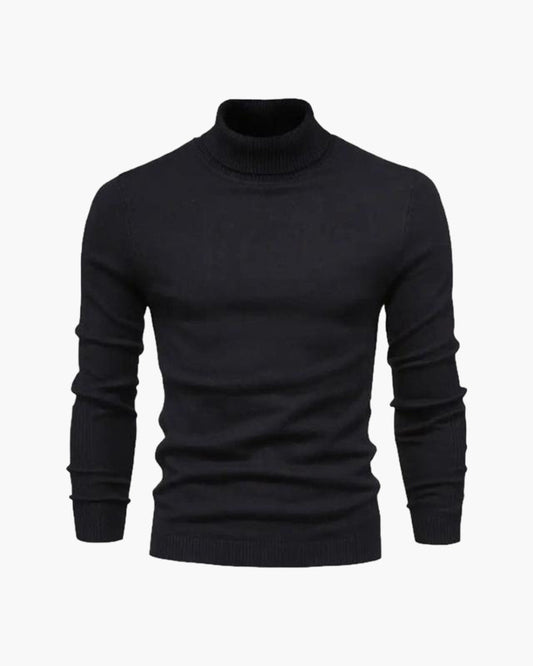 Pull homme à col roulé, maille unie, manches longues - Aldren