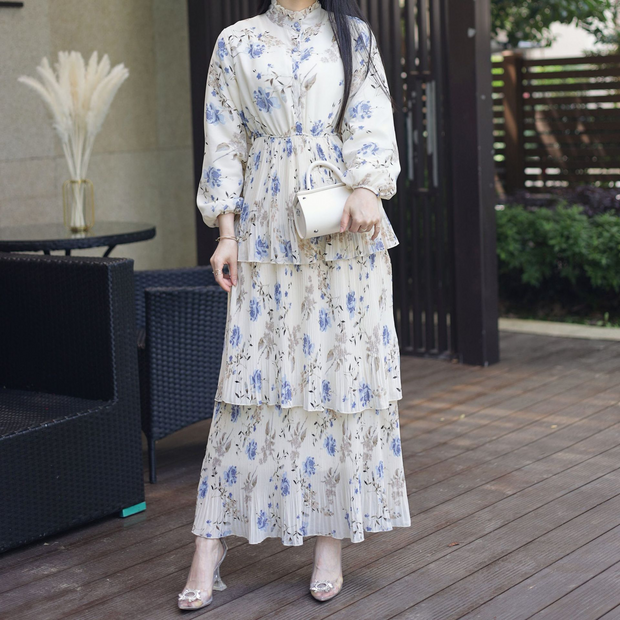 Meiko - Maxi robe imprimée avec nœud en mousseline de soie