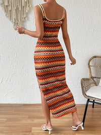 Striped Sleeveless Split Dress