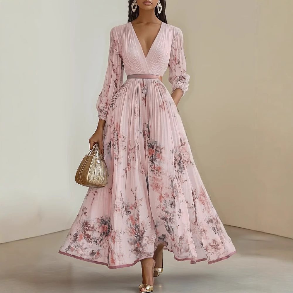 Langes Partykleid mit Blumenmuster für Frauen - Beatrice