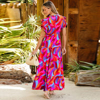 Langes, fließendes Kleid mit Rüsche - Adriana