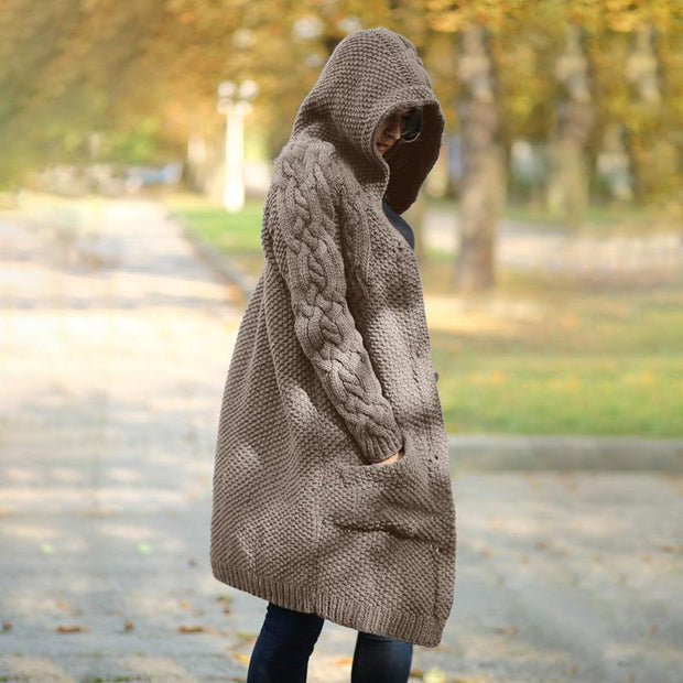 Cardigan Tricoté À Capuche