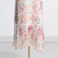 Robe Féérique à Col V - Cintrée avec Motif Floral