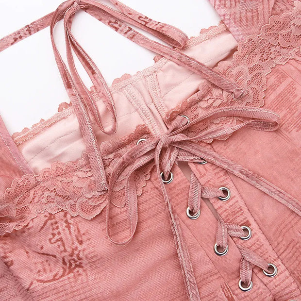 Gala - Robe longue chic en dentelle rose