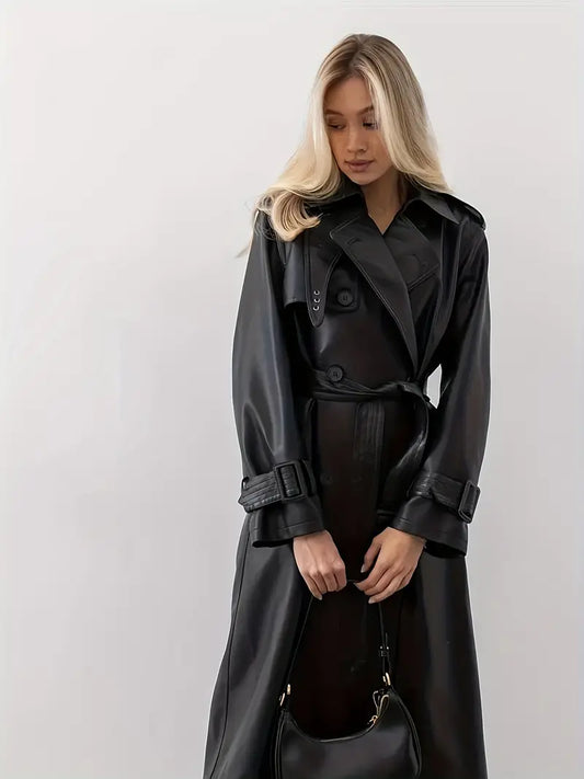 Trench-coat en cuir avec ceinture - Hayle