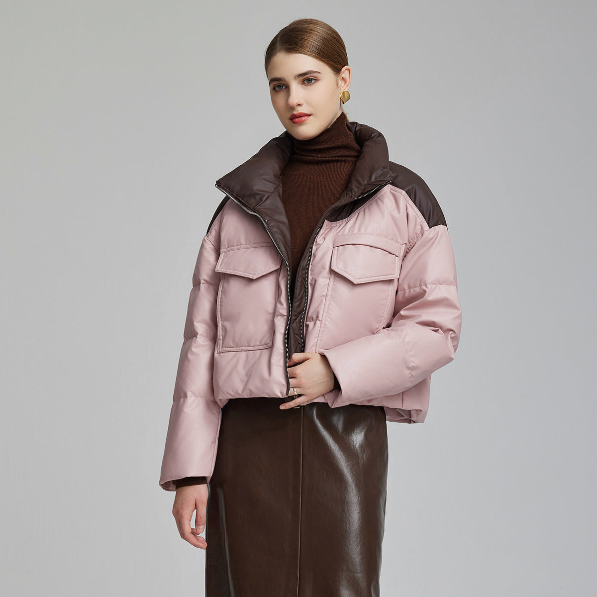 Gesteppte Jacke mit Ledereffekt für Damen - Édrine