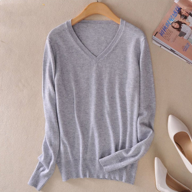 Pull en maille à col en V pour femmes - Anika