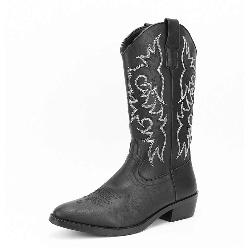 Hohe Herrenstiefel im Retro-Stil mit Stickerei - Kervon