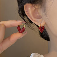 Bijoux pour femmes Boucles d'oreilles cœur émaillé