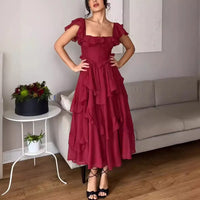 Valery - Robe longue à volants à la mode pour les fêtes