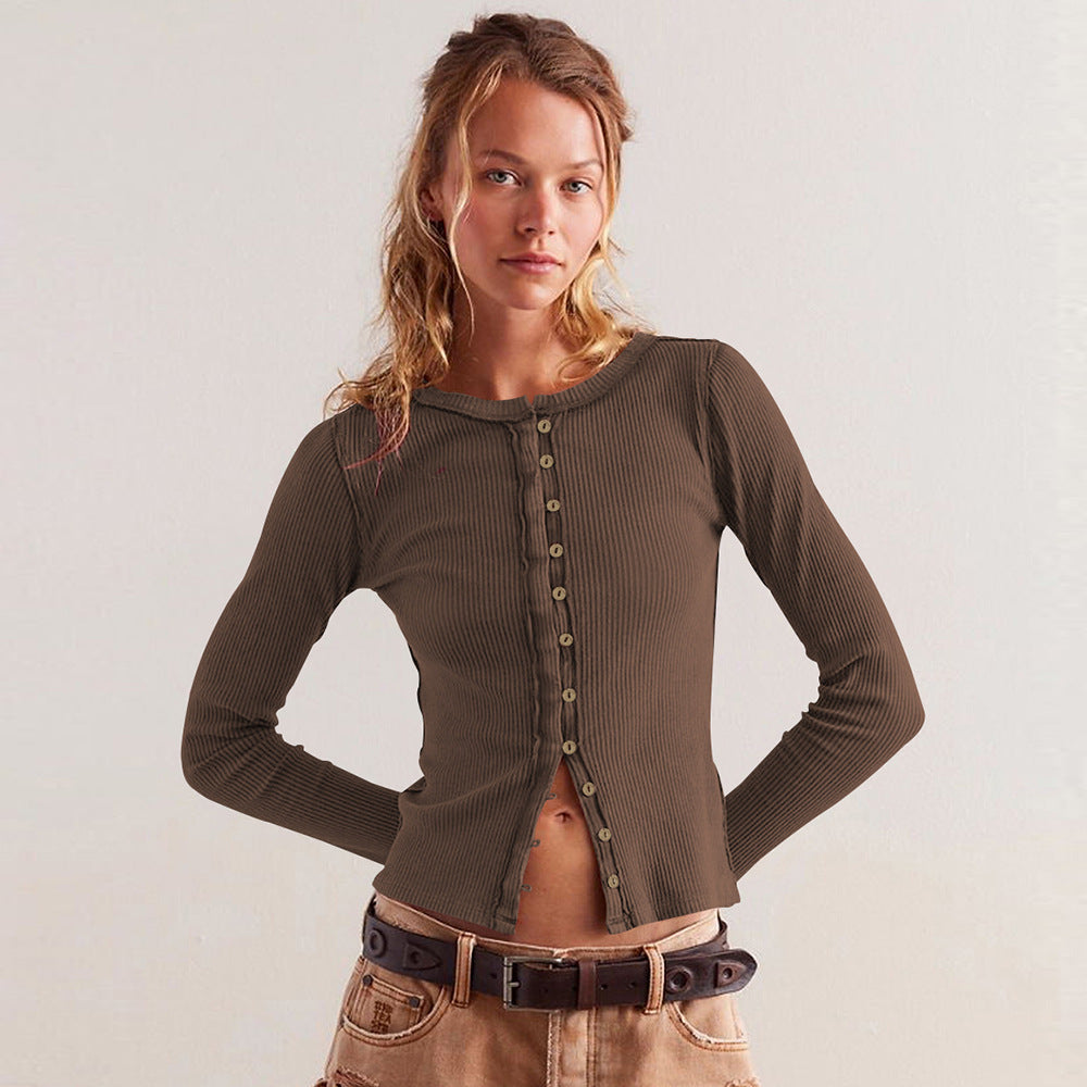 Strickjacke mit Knöpfen in Rippenoptik für Damen - Seliane