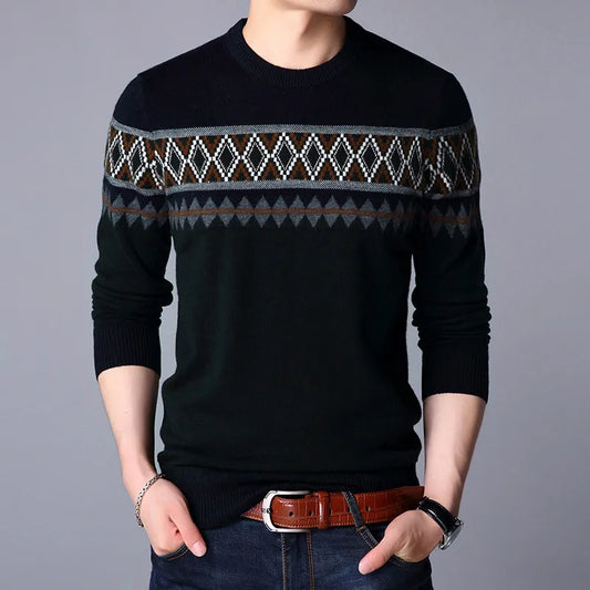 Thomas - Pull Tricoté Homme Col Rond à Blocs de Couleur