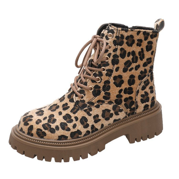 Bottines d'hiver pour femmes avec lacets et imprimé animal - Samantha