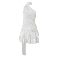 Robe asymétrique en tissu satiné pour femme - Elba