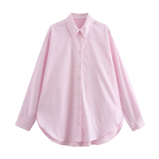 Chemisier oversize pour femme avec col classique et fermeture à boutons sur le devant - Mackenzie