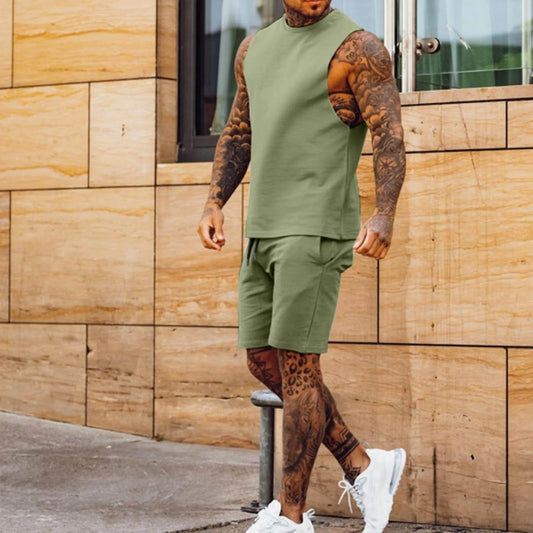 Tenue de sport sans manches vert olive pour homme - Axel