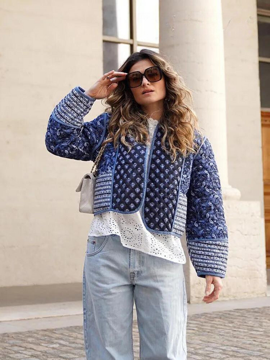Elowen - Veste à fleurs patchwork vintage pour femmes