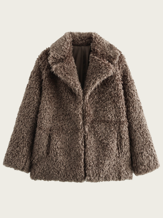Veste en peluche pour femme avec revers classique - Rosaura
