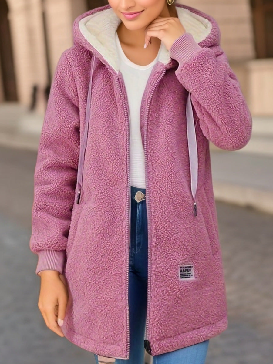 Damen-Fleecejacke mit Kapuze und funktionellem Frontverschluss - Kjersti