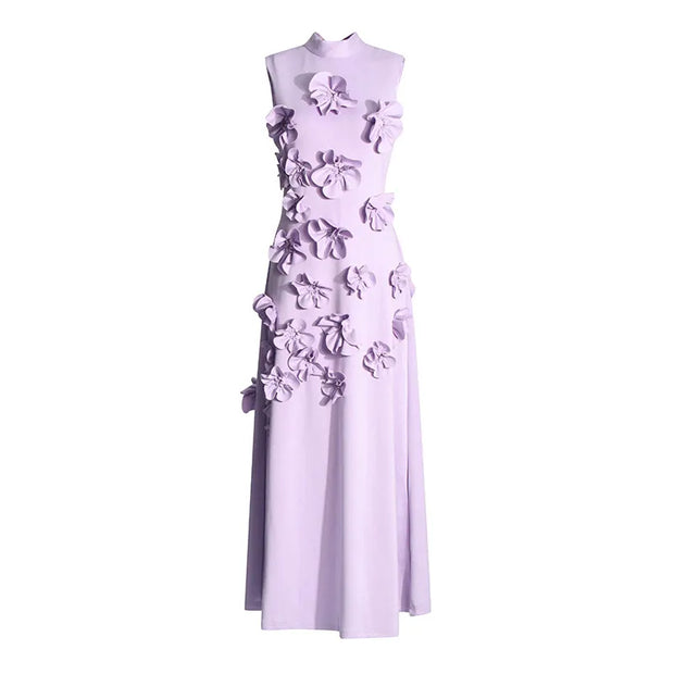 Lena - Longue robe rose à fleurs