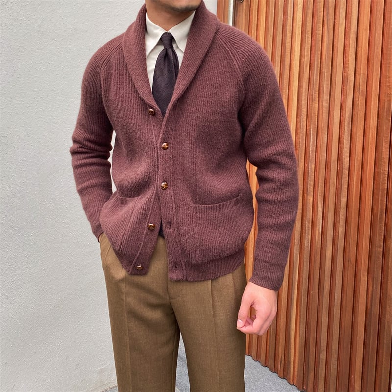 Elegante Herrenstrickjacke mit klassischem Revers - Davide