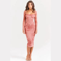 Gala - Robe longue chic en dentelle rose