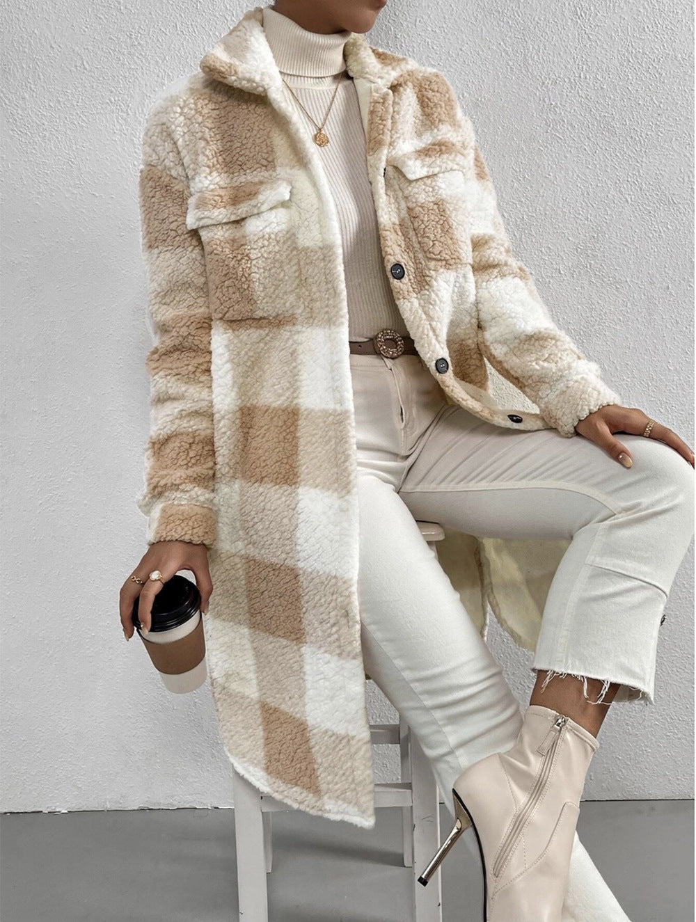 Langer Damenmantel mit Fleece - Agneta