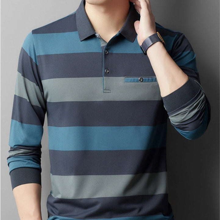 Breit gestreiftes Herren-Poloshirt aus Stretchgewebe - Damian