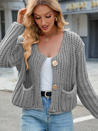 Arleth - Cardigan à col rond avec boutons et poches