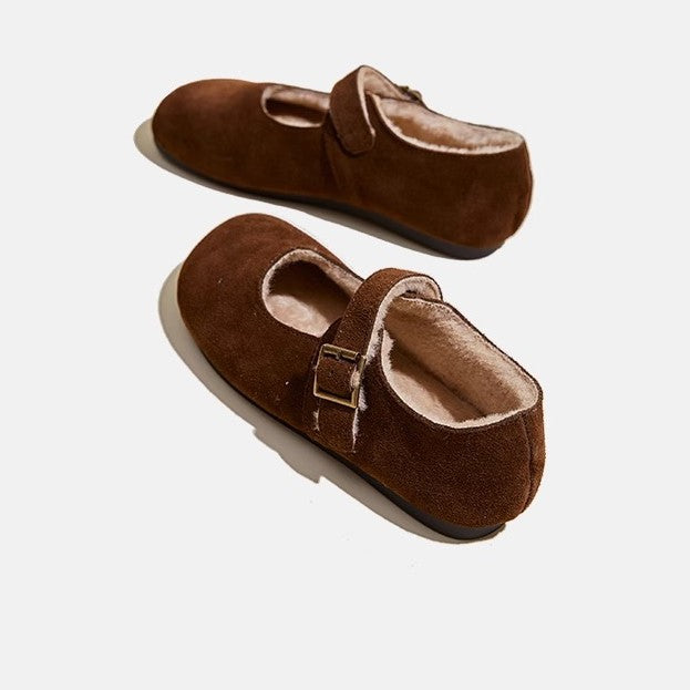 Flache Damenschuhe in Wildlederoptik mit Warmfutter - Alviera