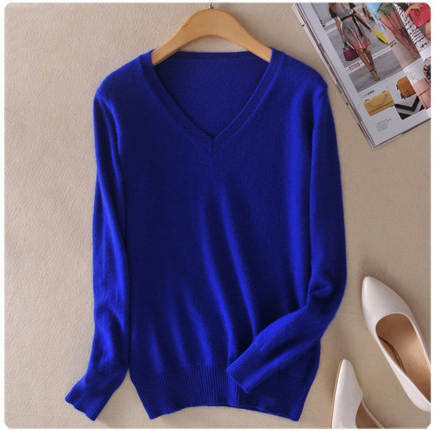 Pull en maille à col en V pour femmes - Anika
