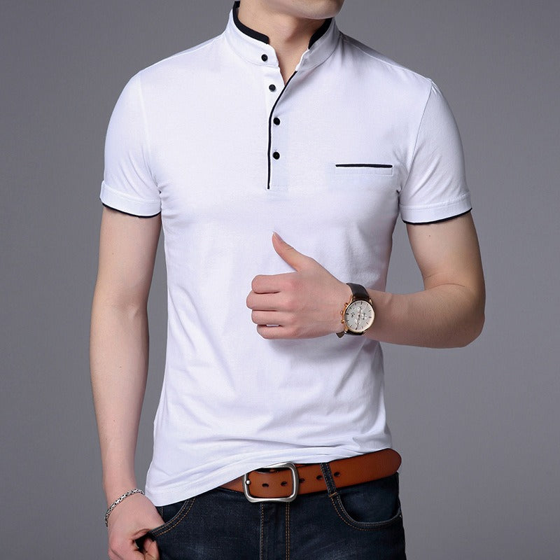 Kurzärmeliges Herren-Poloshirt aus Baumwolle mit modernem Kragen - Álvaro