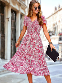 Susan - Robe à col en V avec manches en volants