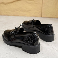 Mocassins pour femmes en cuir verni brillant avec nœud décoratif - Valeria