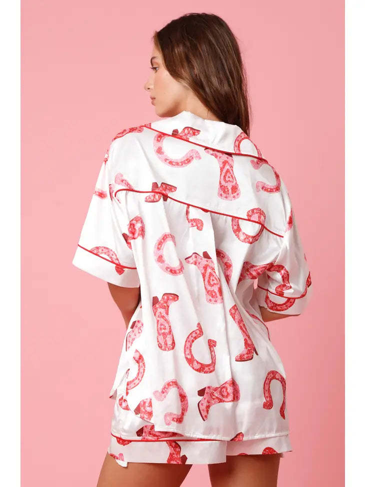 Satin-Pyjama-Set mit Hemd und Shorts für Damen - Varelia