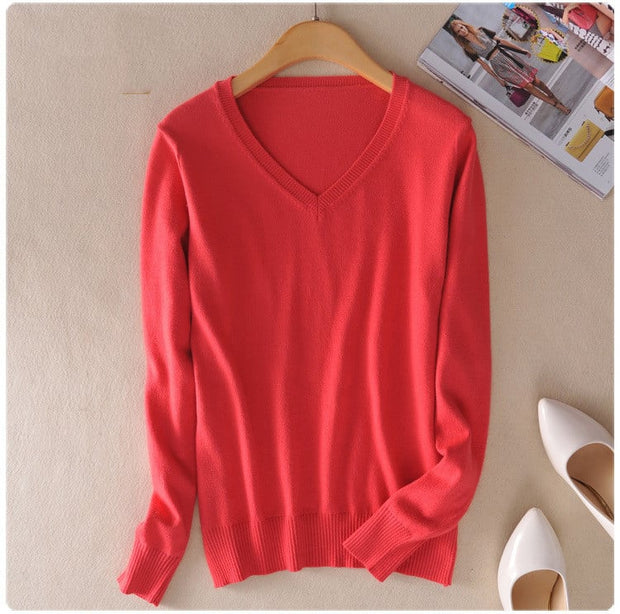 Pull en maille à col en V pour femmes - Anika