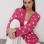 Damen Strickjacke mit Knöpfen und Herzdruck - Leeni