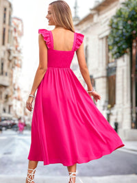 Astrid - Robe bustier à volants de couleur unie
