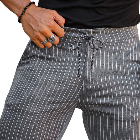 Pantalon casual homme rayures verticales slim fit noir - Érick