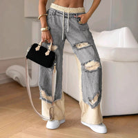 Pantalon en denim déchiré pour femmes - Leona