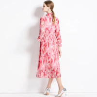 Rous - Robe Fleurie en Chiffon à Manches Longues